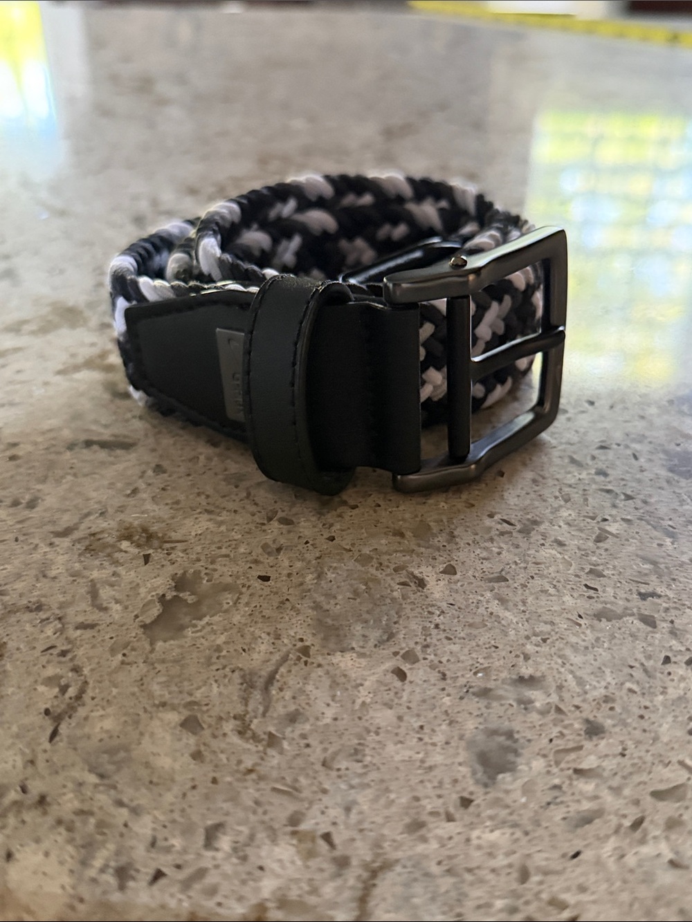 Nike Black & White Braided Elastic Belt with Gunmetal Buckle
